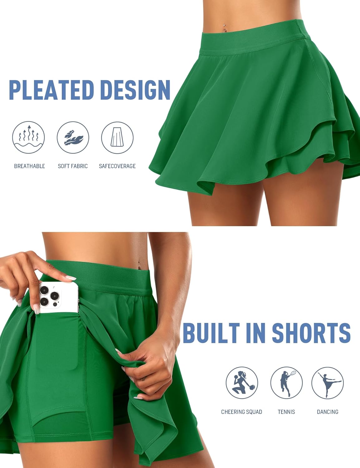 JoyGirl Tennis Skirt for Women with Shorts Pleated Golf Skort High Waist Workout Athletic Running Skorts Skirts with Pockets - Image 4