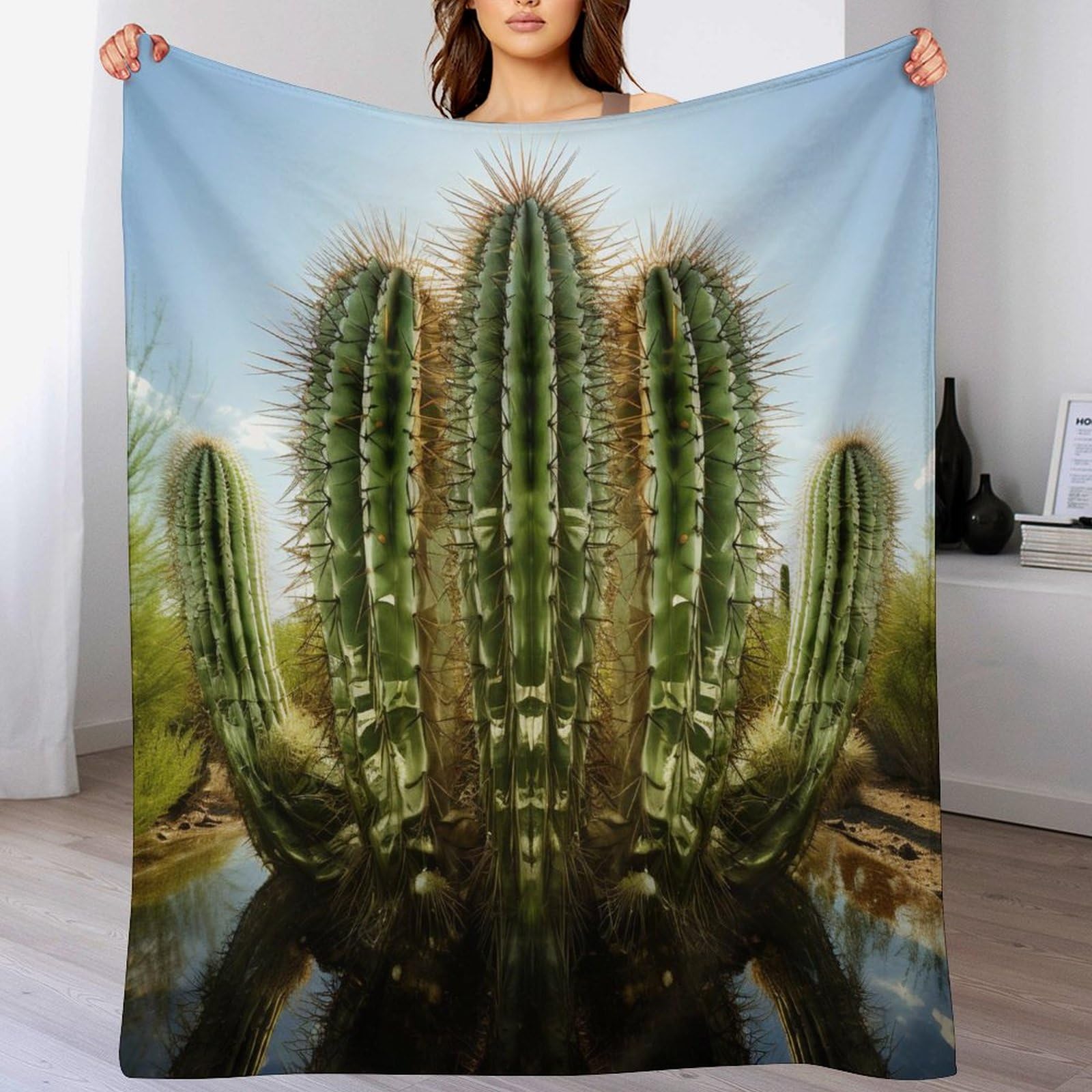 Couverture polaire cactus douce et chaude jeté de canapé confortable