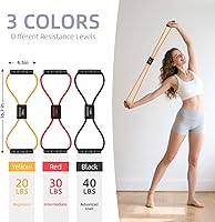 Vista 2 de Figure 8 Resistance Bands with Handles for Women Men, Exercise Bands for Back, 8 Shaped Resistance Bands for Arms, Shoulder, Leg Stretching