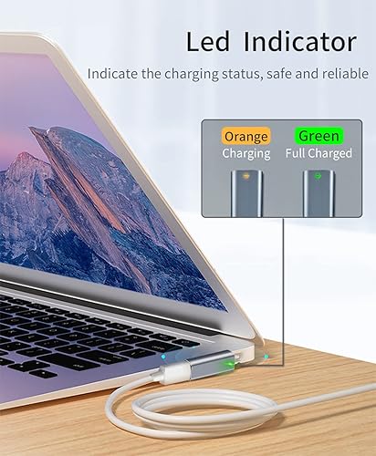 Miniatura 4 de Adaptador magnético USB C de punta en L compatible con 1 MacBook Pro Air magnético, adaptador de carga rápida tipo C PD Power Reemplazo para fuente