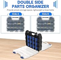 Vista 3 de Organizador de piezas pequeñas Caja de almacenamiento para herramientas, caja de herramientas con 34 compartimentos, caja organizadora de doble