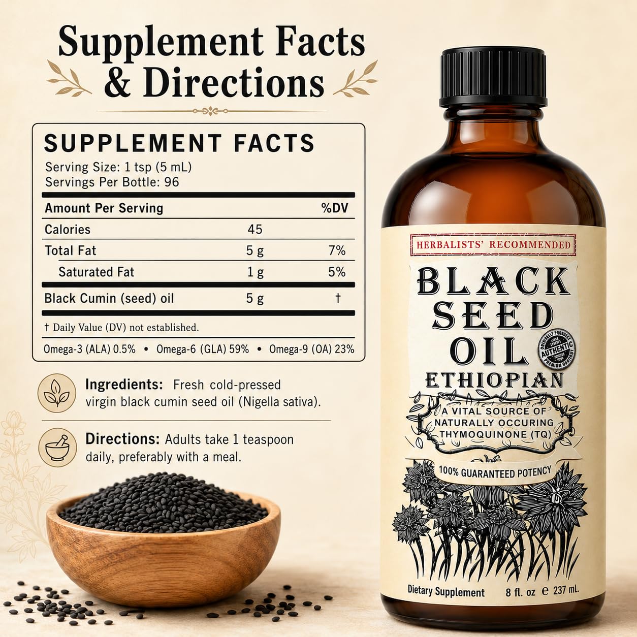 Ethiopian Black Seed Oil 8 fl oz Cold Pressed High Thymoquinone — Amazon image 4