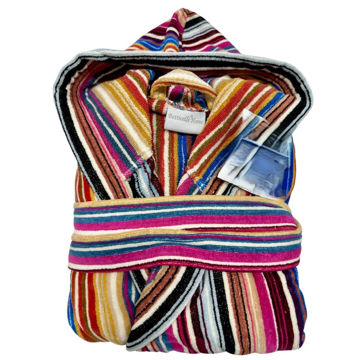 Generico Accappatoio Multicolor Botticelli Home – In Spugna Velour, con Cappuccio, Tasche e Cintura – Uomo e Donna
