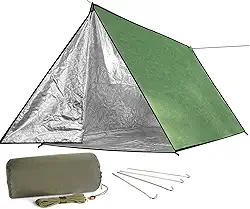 Barraca de emergência com zíper com porta, isolamento fácil, barraca de tubo para 2 pessoas, manta térmica para espaço cobertor, acampamento, montanha, escalada, aventura, neve