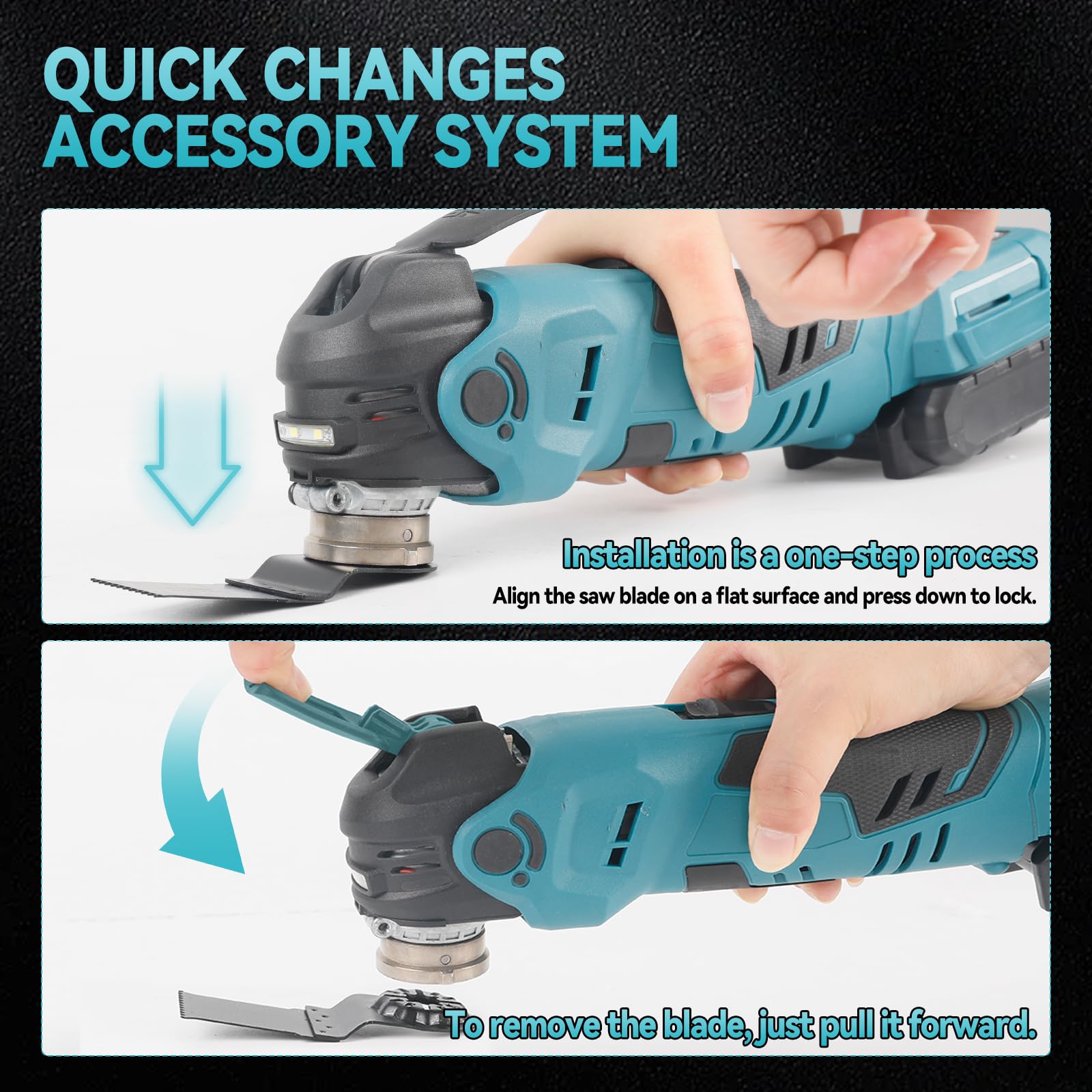 Multiherramienta oscilante inalámbrica para batería Makita de 18 V, ángulo de oscilación de 4° sin escobillas, 5 velocidades variables, cambio de hoja sin herramientas para lijar, cortar, raspar
