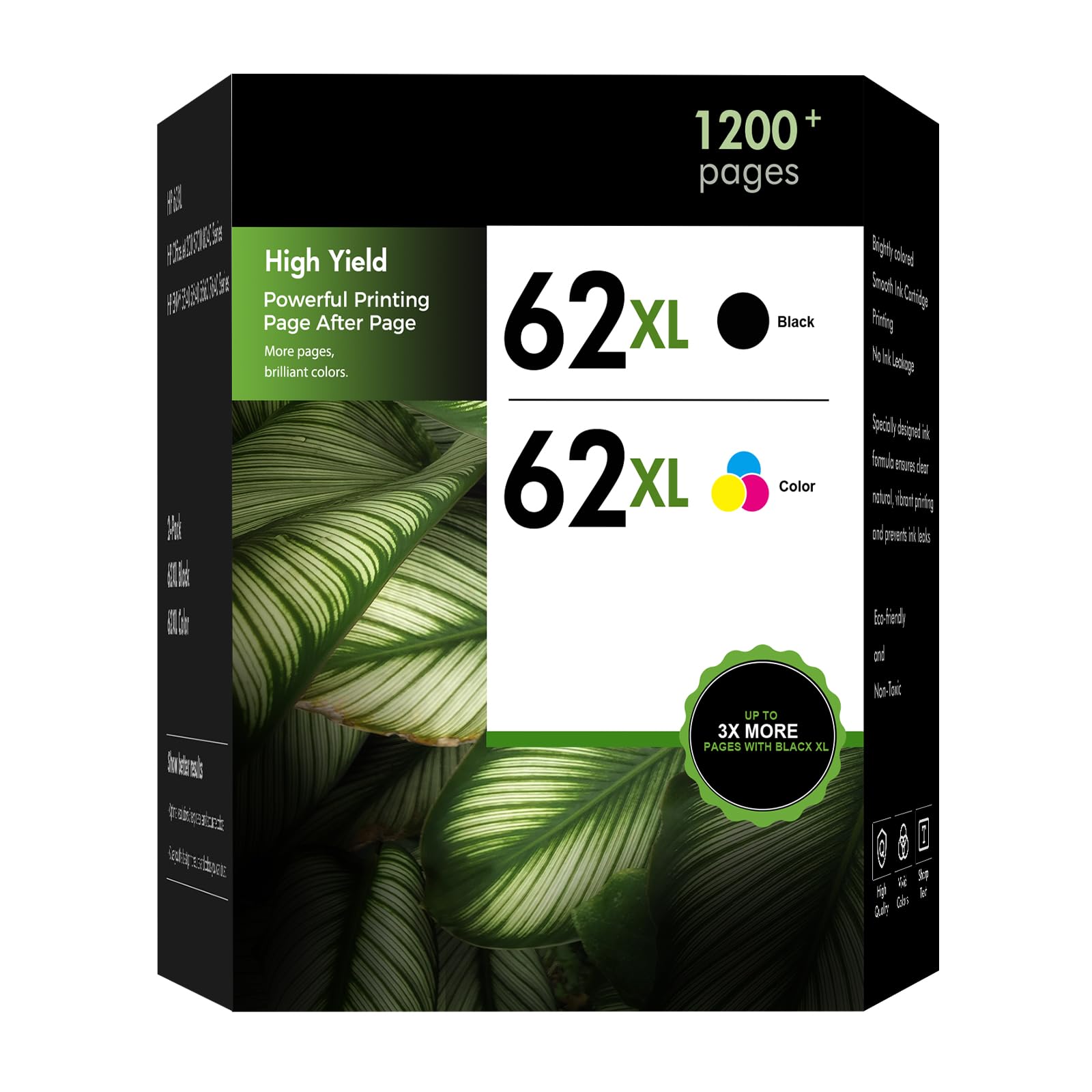 Tonassy 62 62XL Ink Cartridge Combo Pack Replacement for 62xl Ink Cartridges Black and Color Work for Envy 5540 7645 5740 5661 5746 OfficeJet 250 200