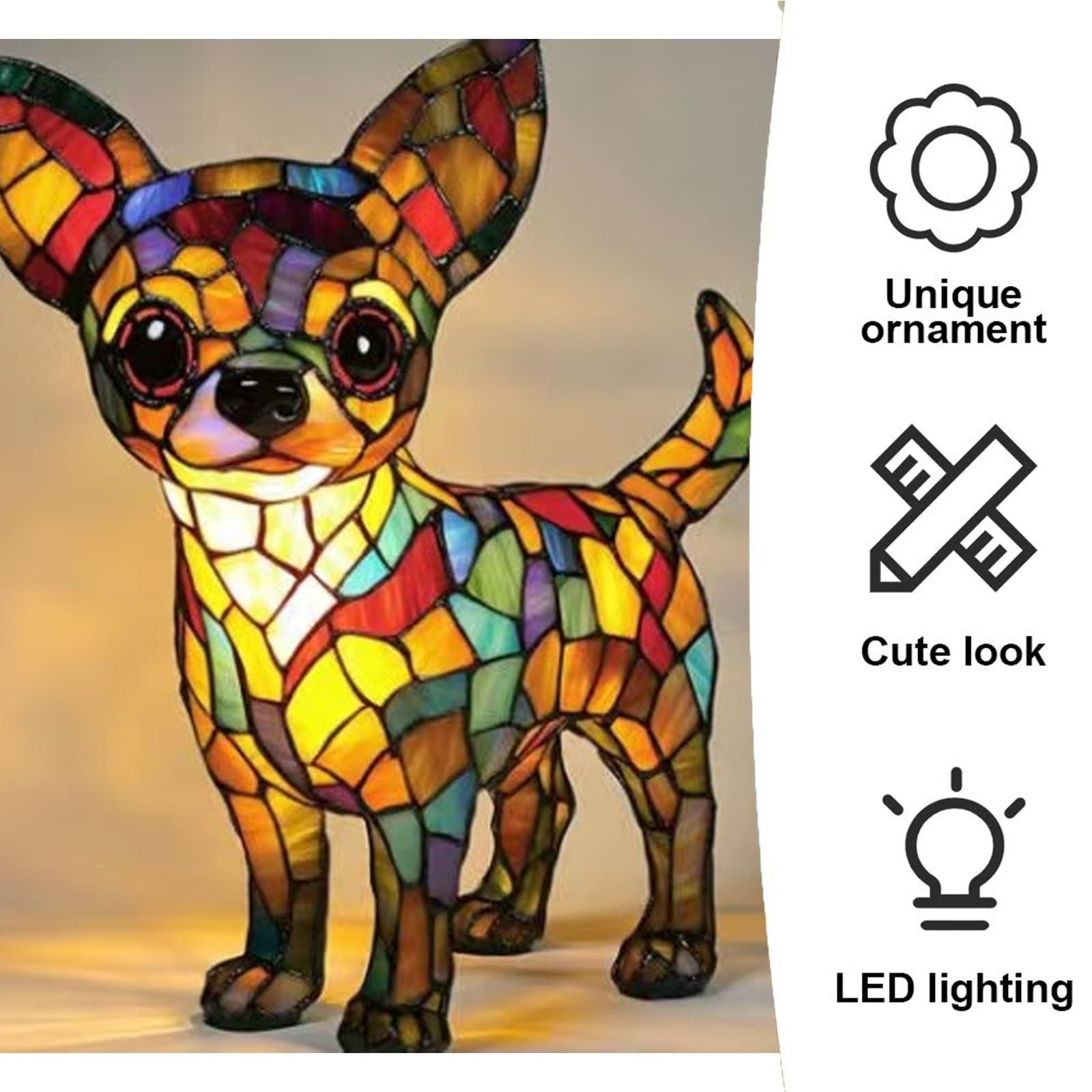 Neioaas Dachshund Lamps-Retro Dogs Stained Resin Tabletop Night Light, Dog Series Art Night Light - Image 3