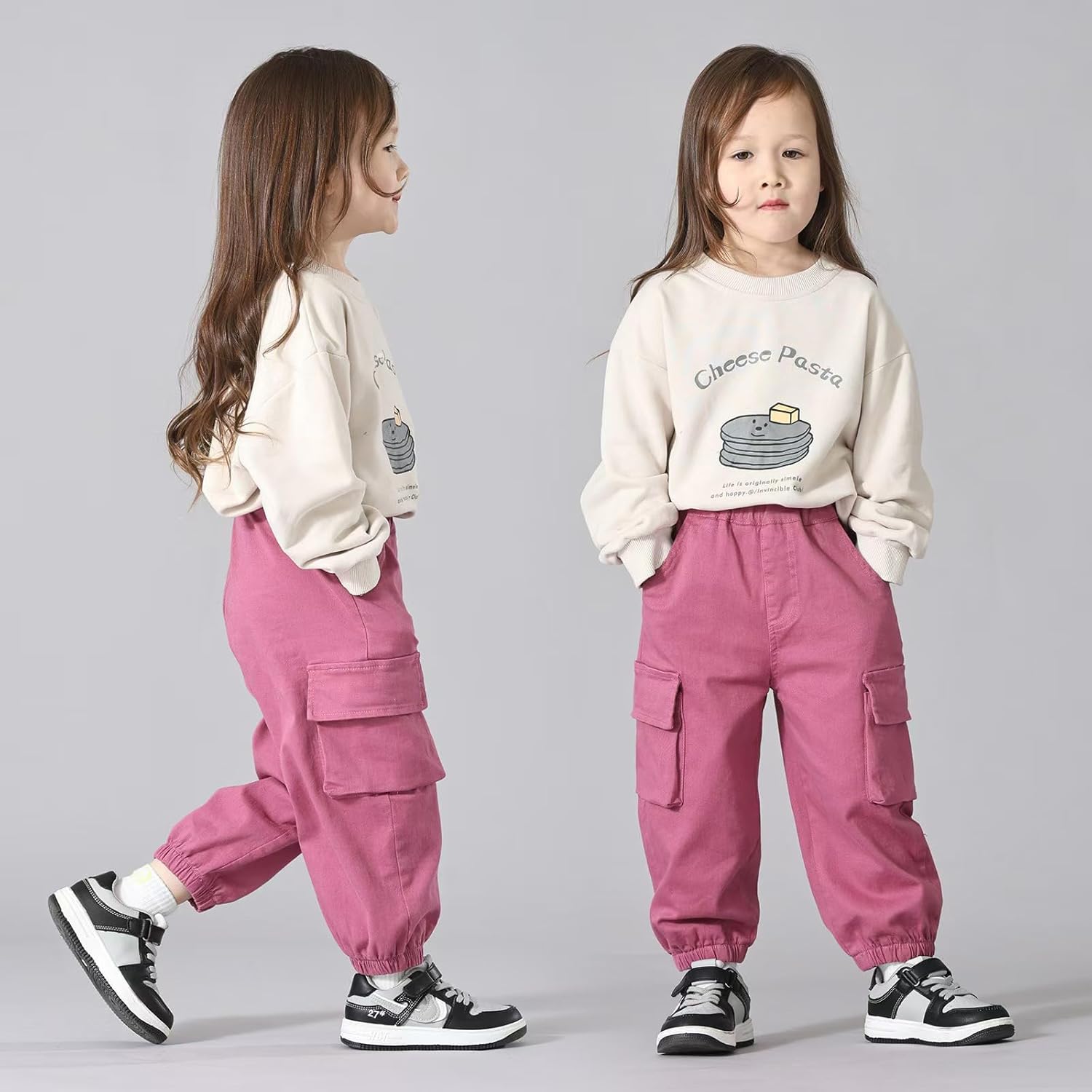 MINI PANDA Toddler Pants Girls&Boys,Stretch Twill Chino Toddler Pants Peach - Image 3
