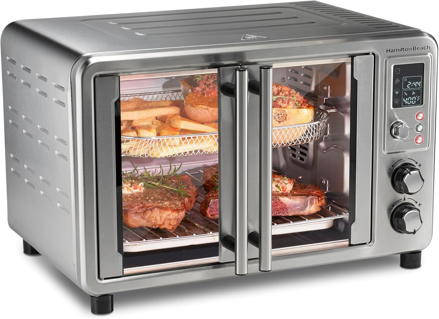 Hamilton Beach Sure Crisp 6-in-1 XL Digital Air Fryer Toaster Oven Combo, With Easy-Access French Doors, Bake, Broil, Toast, Pizza & Reheat Functions, 0.9 cu. ft. Capacity, Stainless Steel (31191) Hamilton Beach Sure Crisp 6-in-1 XL Digital Air Fryer Toaster Oven Combo, With Easy-Access French Doors, Bake, Broil, Toast, Pizza & Reheat Functions, 0.9 cu. ft. Capacity, Stainless Steel (31191)