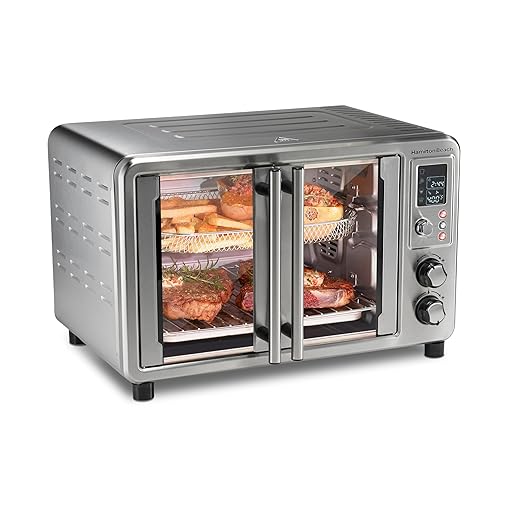 Hamilton Beach Sure Crisp 6-in-1 XL Digital Air Fryer Toaster Oven Combo, With Easy-Access French Doors, Bake, Broil, Toast, Pizza & Reheat Functions, 0.9 cu. ft. Capacity, Stainless Steel (31191)
