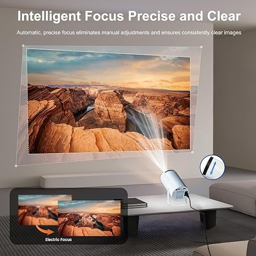 Miniatura 3 de Portable Projector, Lumi beam 180 Mini Projector with Android 11, WiFi 6 & Bluetooth 5.0, Auto Keystone Correction, HD Smart Home Theater for