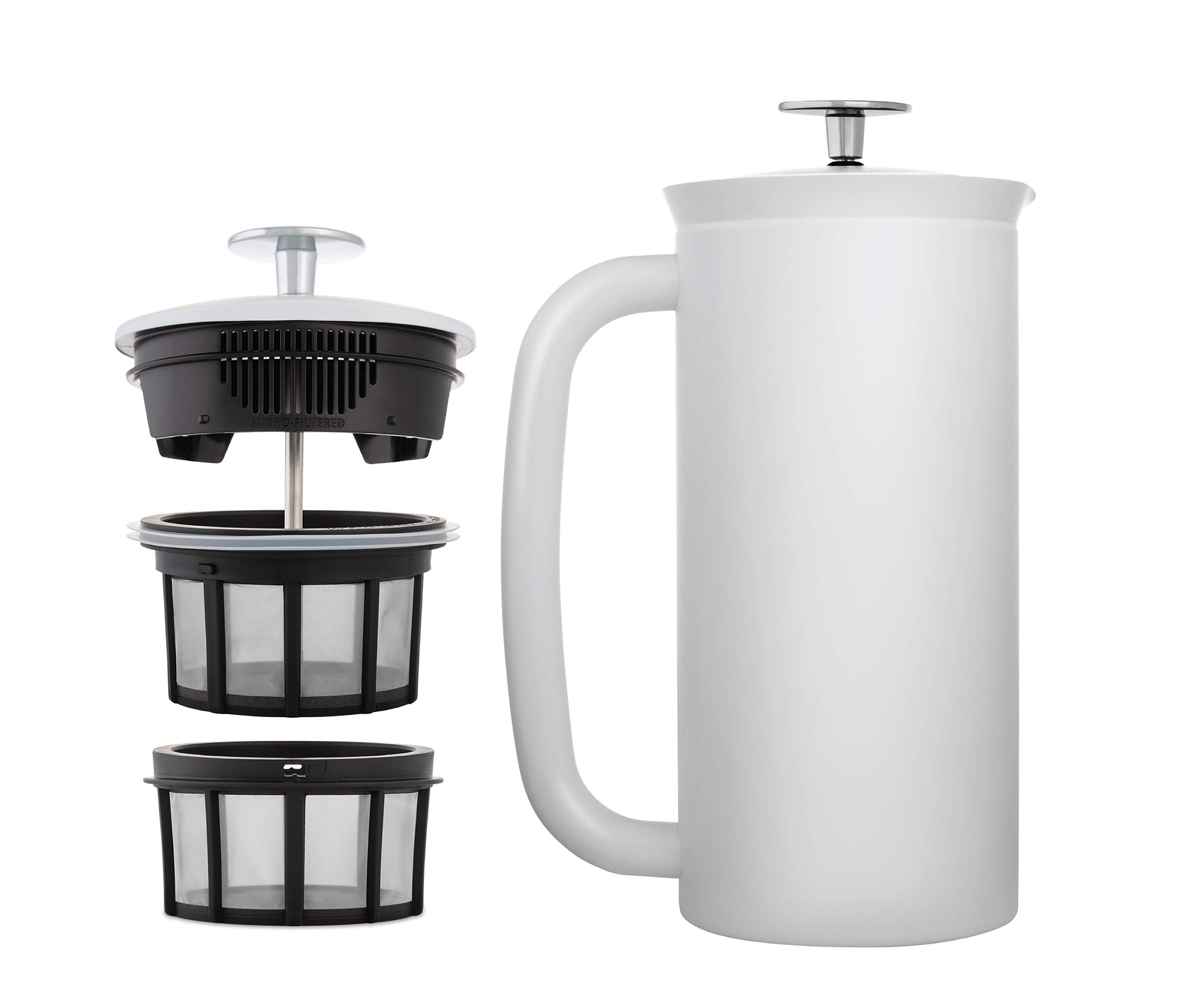 ESPRO18168 French Press P7 Coffee Stamping Jug with Thermos Function, 950 ml, White, Stainless Steel