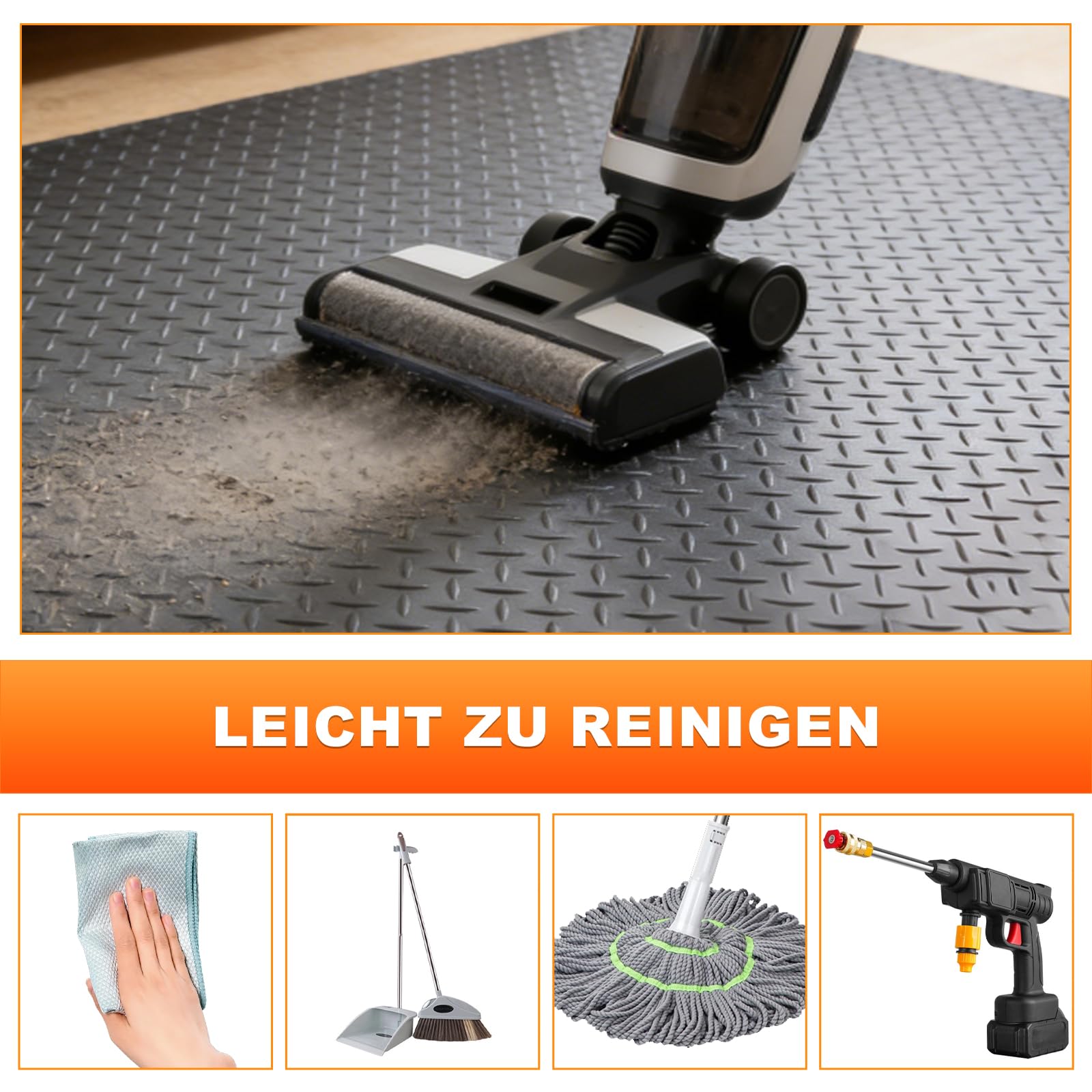 Gummimatte 1m x 1.5m Bodenschutzmatte Antirutschmatte für Garage, Werkstatt, Keller – Hochwertige Gummiläufer mit Rutschfester Oberfläche, wasserfest und einfach zu reinigen