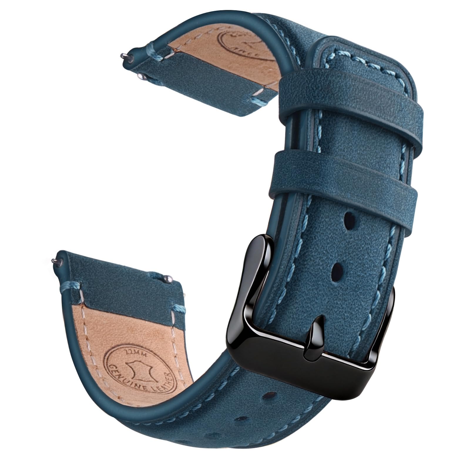 Wristitani Lederarmband 20mm 22mm, Echtes Leder Uhrenarmband für Männer, Schnellverschluss Vintage Armband Geeignet für klassische Quarz Mechanische Uhren Smartwatches