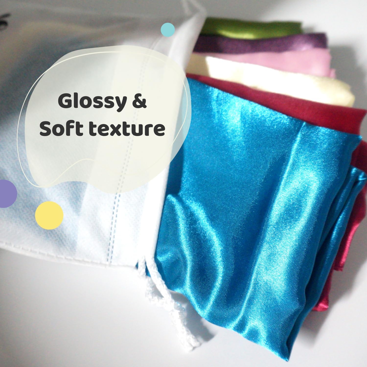 Play scarves for kids – 35" 6 pack play silks with glossy & matte texture | Satin Polyester, colorful for toddlers, montessori toy for sensory play, pretend play, movement