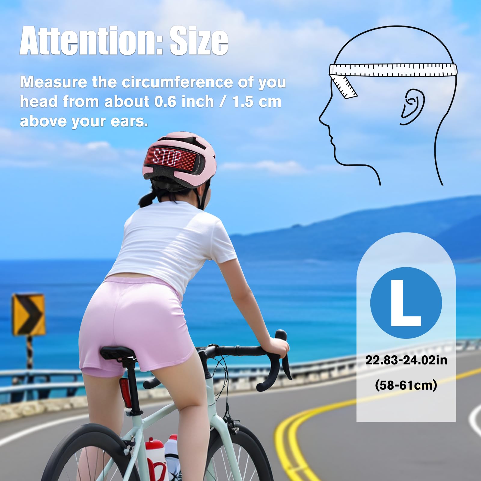 Casco de bicicleta para adultos, hombres y mujeres: casco de bicicleta inteligente con luz para bicicleta de montaña, ciclismo de carretera, scooter eléctrico, monopatín, patinaje sobre ruedas, cascos 3