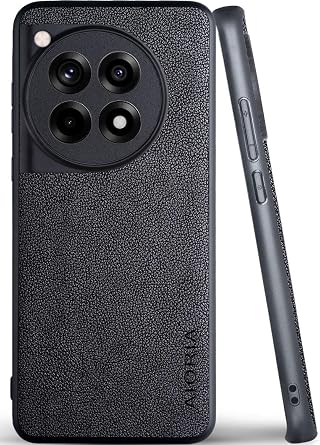AIORIA for Oneplus 12R Case Premium PU Leather Cover Retro Design Full Protective Phone Case for Oneplus 12R 5G Black, for Oneplus 12R