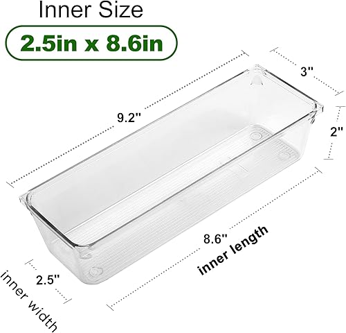 Miniatura 2 de LotFancy Paquete de 8 organizadores de cajones de plástico transparente, bandejas de almacenamiento de grado alimenticio, contenedores de