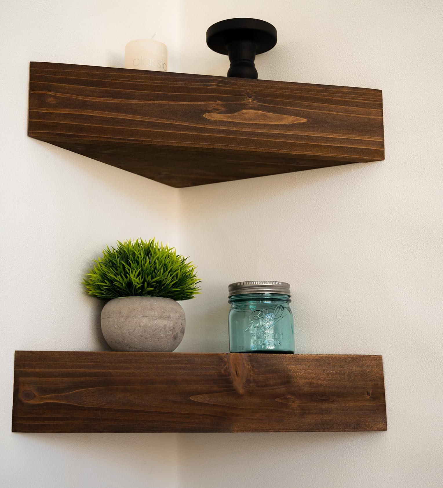Wall Corner Floating Shelves,Wood Rustic Handmade Shelf