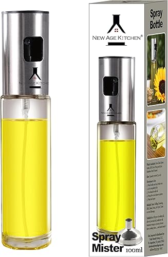 Botella Mister de vidrio con atomizador, recargable y apta para aceite de oliva, balsámico, vino de cocina, salsa de soja, jugo de limón, 3.4 fl oz,