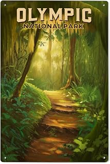 Lantern Press 6x9 Inch Wood Sign, Ready to Hang Wall Decor, Olympic National Park, Washington, Oil Painting