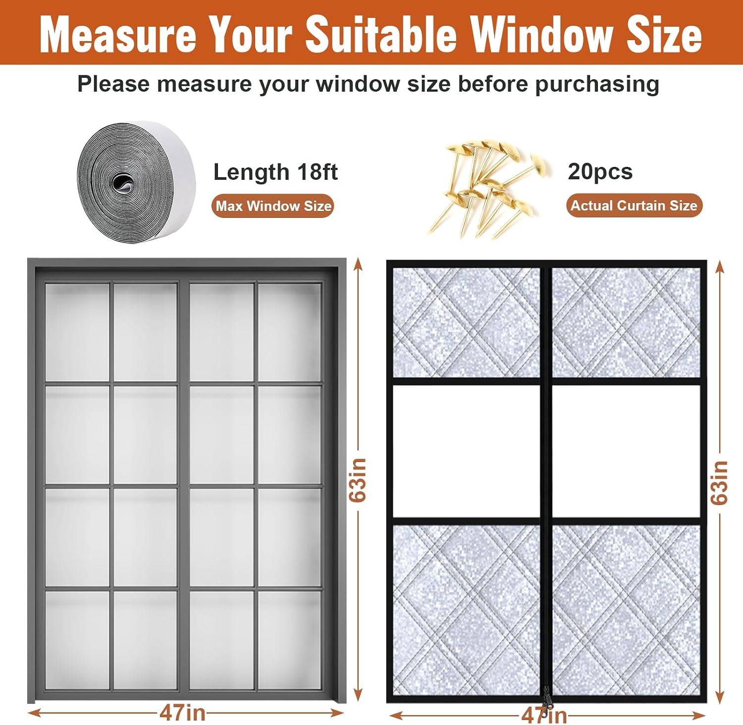 Thermal Insulated Window Cover,47" X 63" for Window Insulation for Winter,Oxford Windows Blanket Curtains Winterizing Kit Window Insulation for Winter Keeping Warm