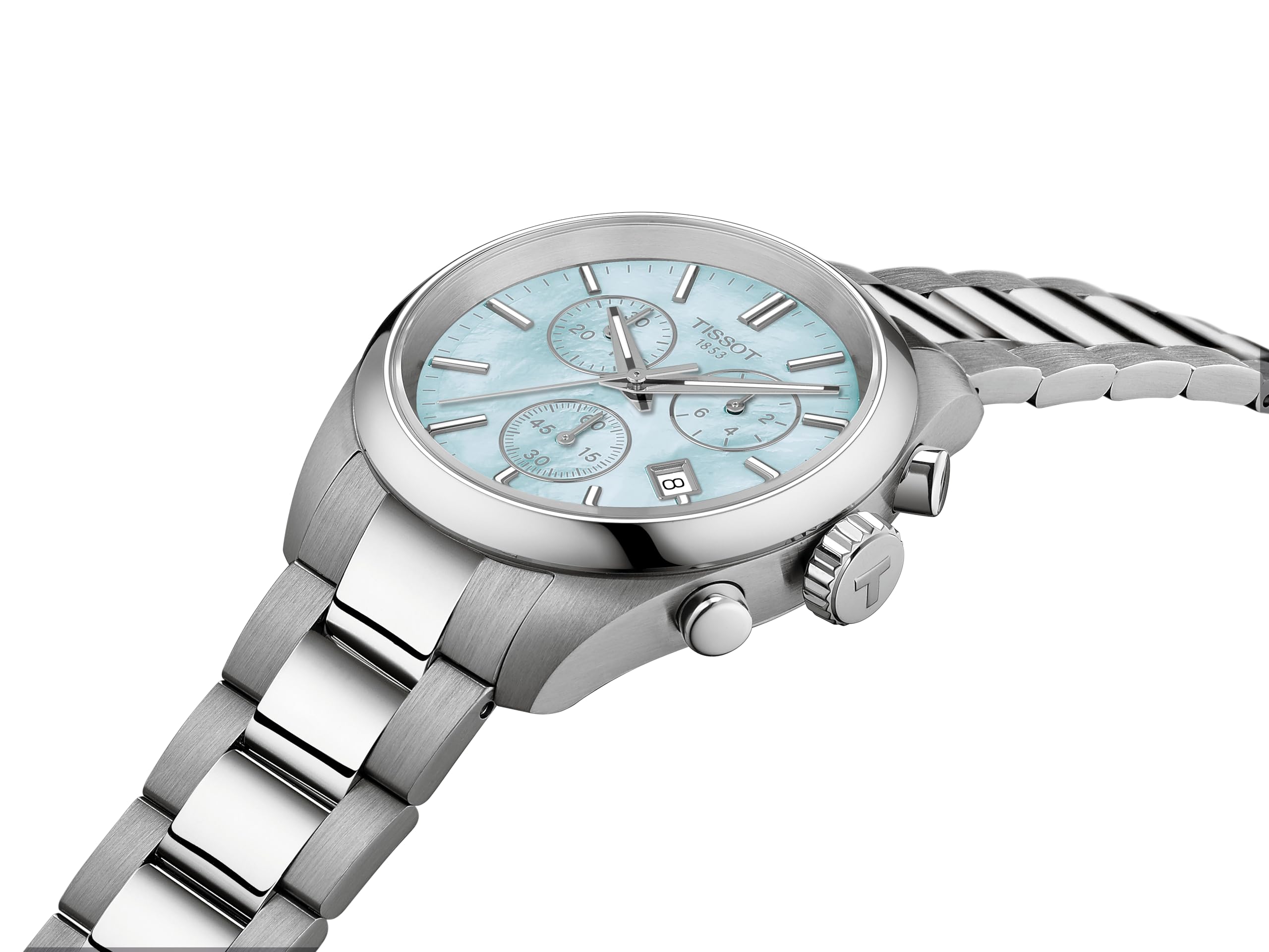 Tissot PR 100 - Reloj de cuarzo suizo para mujer, cronógrafo de 36 mm, caja de acero inoxidable, esfera azul MOP