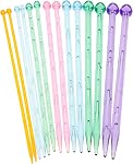 7 Paire Aiguilles de tricot en plastique multicolore Outil de tissage Aggreko Outils de tricotage en cristal Aiguille acrylique pour sweater écharpe Longueur 26cm/10.35IN