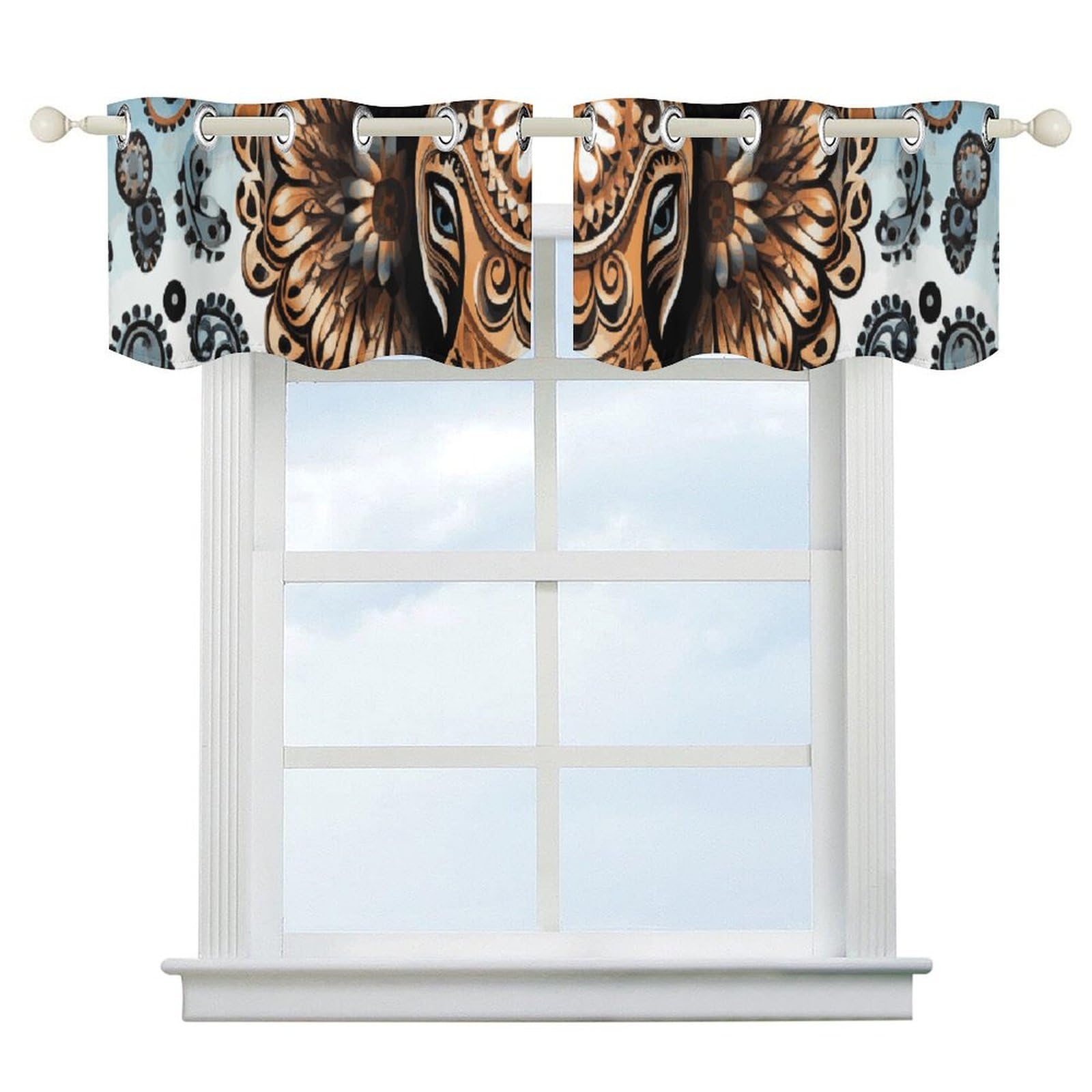 Rideaux occultants motif éléphant lot de 2 thermiques 132x45 cm