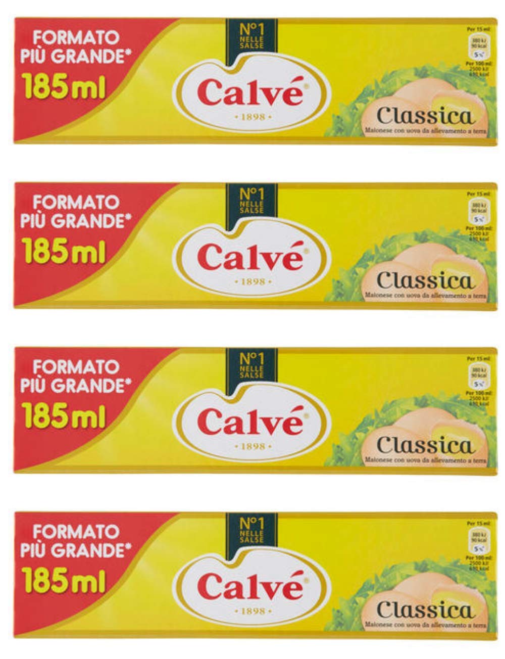 Calvé: "Classica" Gluten Free Italian Mayonnaise 185ml Tube Pack of 4 [ Italian Import ]