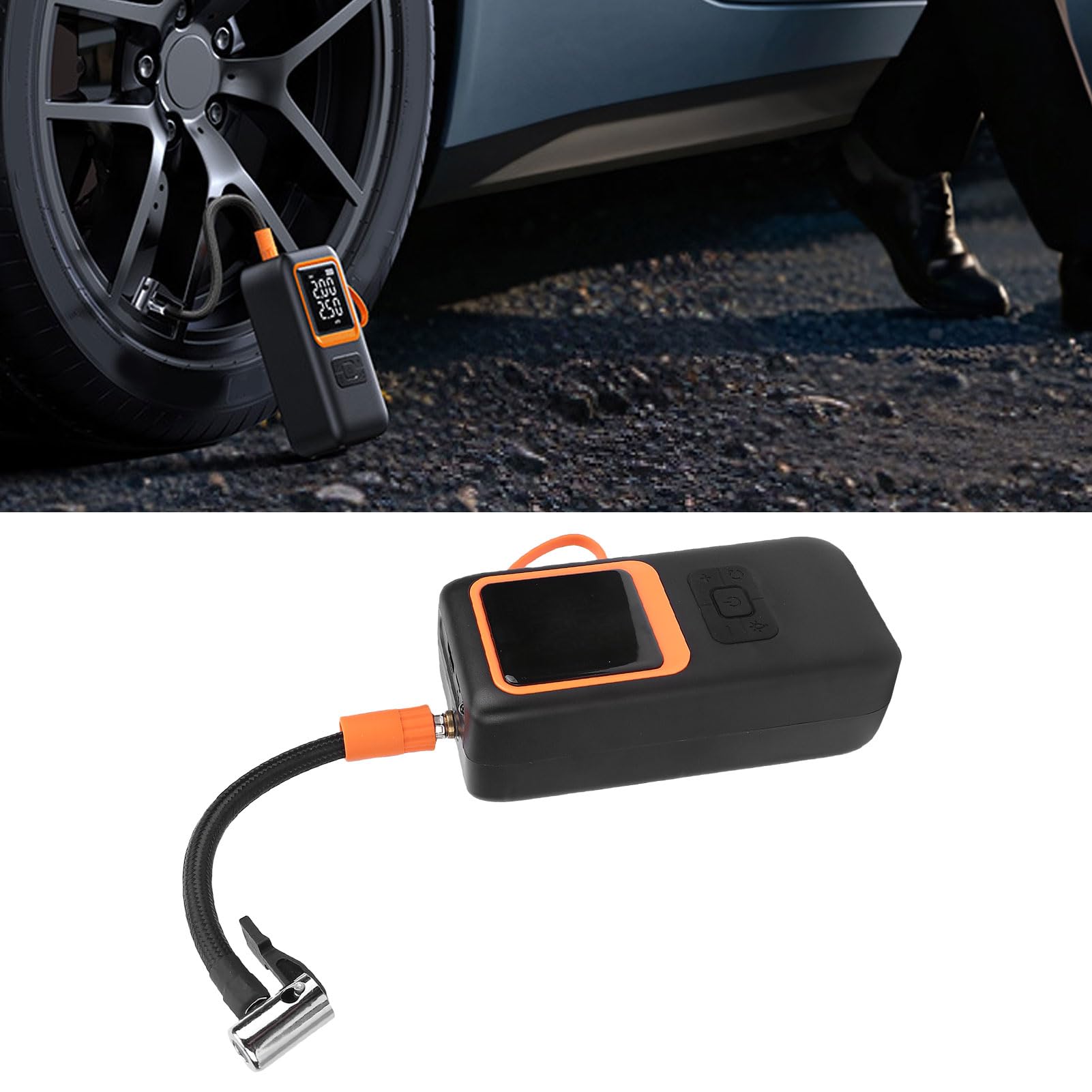 Bomba de Aire Portátil, Inflador de Neumáticos Eléctrico Inalámbrico con Iluminación de Emergencia y Salida de Carga Rápida, para Equipo Deportivo de Pelota, Motocicleta, Coche