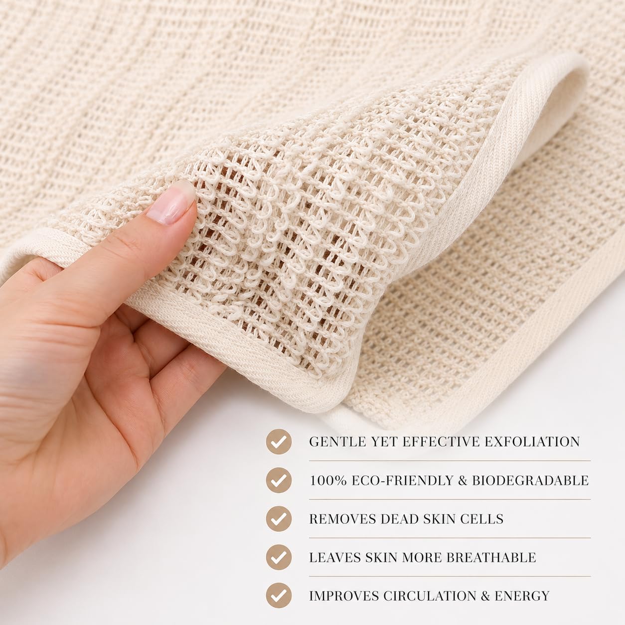Paño de sisal orgánico 100 % biodegradable, exfoliante natural para una piel más suave, anticelulitis, estimula la circulación y la energía (3 unidades)