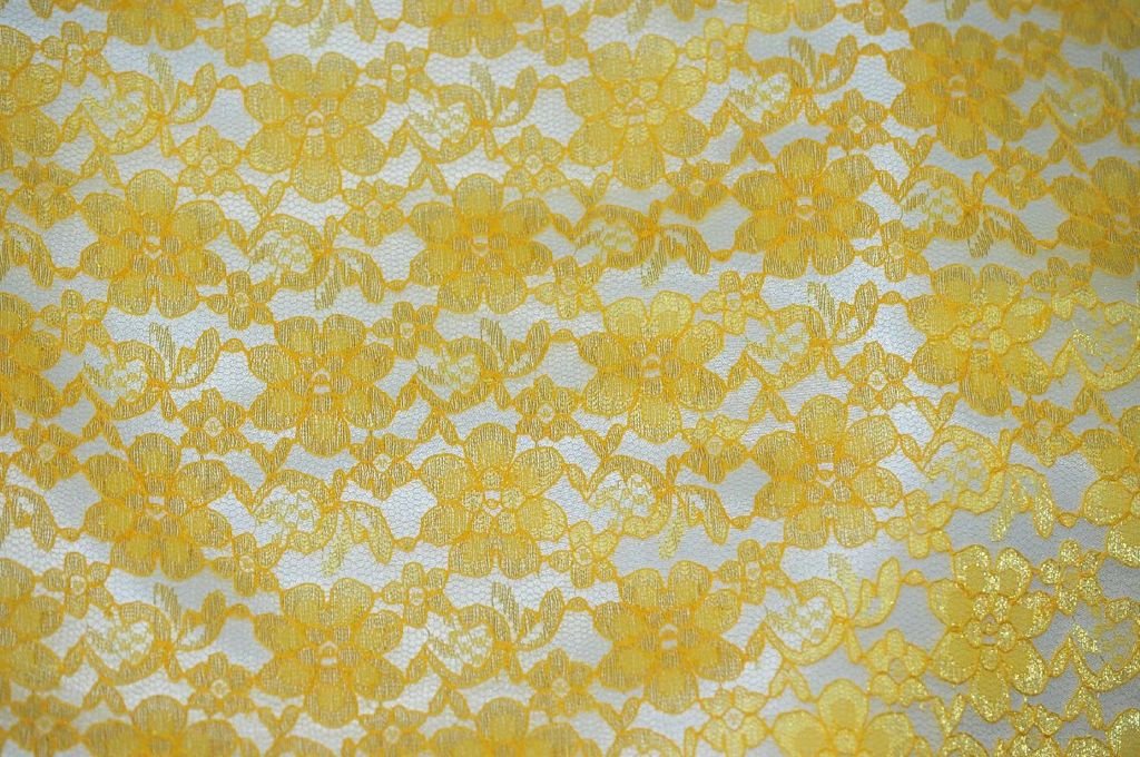 Lace Floral Rachelle Fabric 60" Wide Sold by The Yard (Yellow)