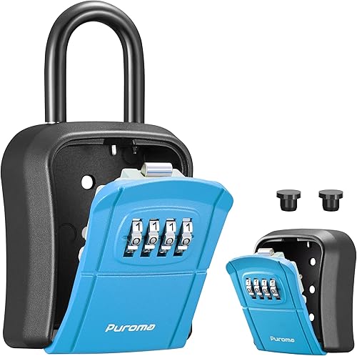 Miniatura 8 de Puroma Caja de cerradura de llave, caja de seguridad portátil de combinación para montar en la pared, caja de almacenamiento de llaves para llaves