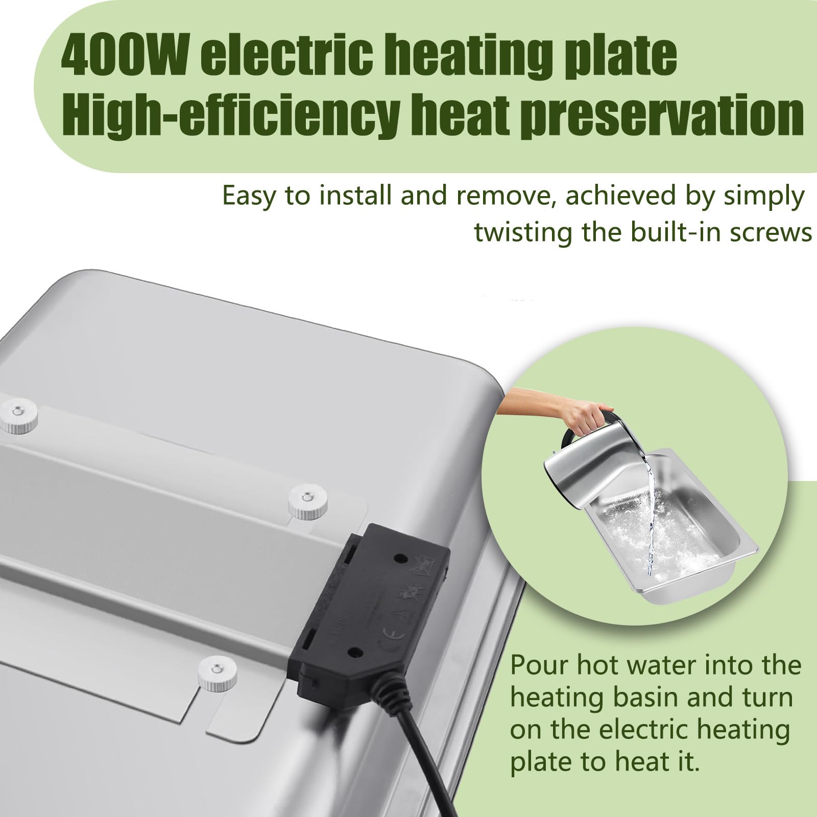 Chafing Dish Elettrico, 9L Scaldavivande Elettrico per Buffet in Acciaio Inox, Professionale ontenitore Scalda Cibo Temperatura Regolabile per Buffet, Ristoranti, Hotel(B,1/2 Pan)