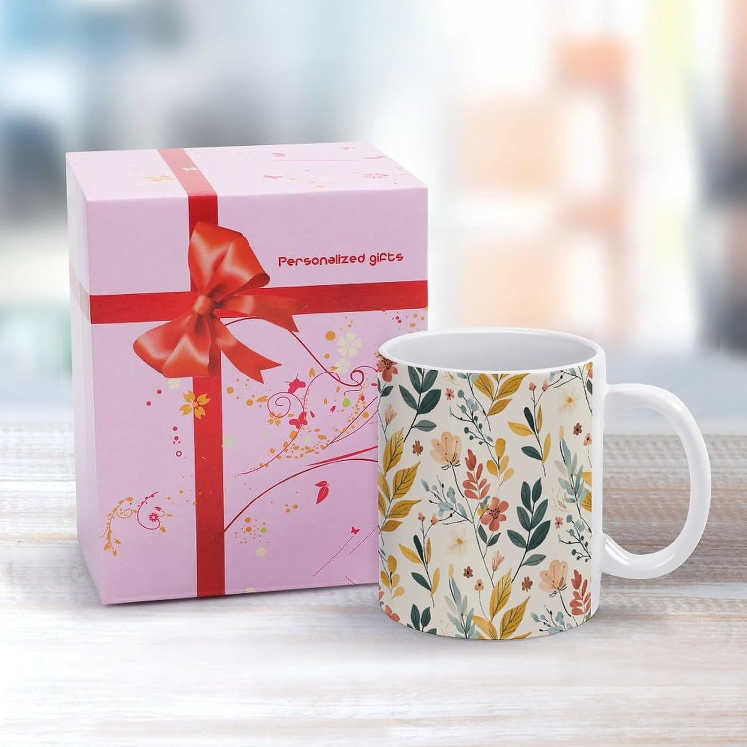Mustard Yellow Flowers Coffee Mugs 12oz Ceramic Coffee Cups with Handles Porcelain Mugs Household Tea Cups for Home Or Office Gifts for Women Men, Microwave And Dishwasher Safe image 4