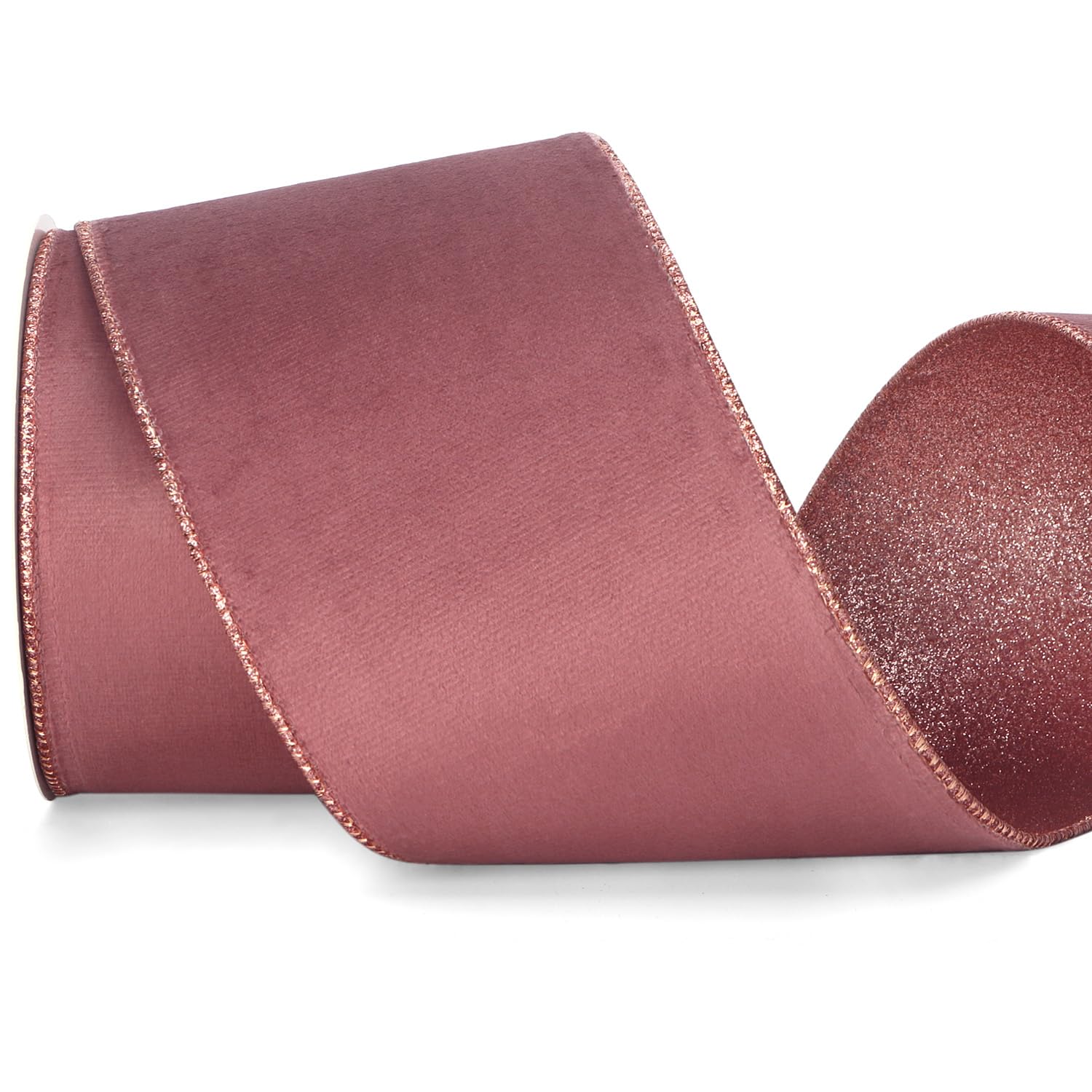 Rose Ribbon Matte Ribbed Snapklik.com : Ribbli Rose Gold Velvet Wired Ribbon 4 Inch Dusty Rose ...