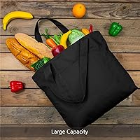 Vista 3 de TOPDesign Paquete de 1 bolsa de lona con bolsillo externo, bolsa de compras reutilizable para comestibles, cierre de cremallera superior, artículos
