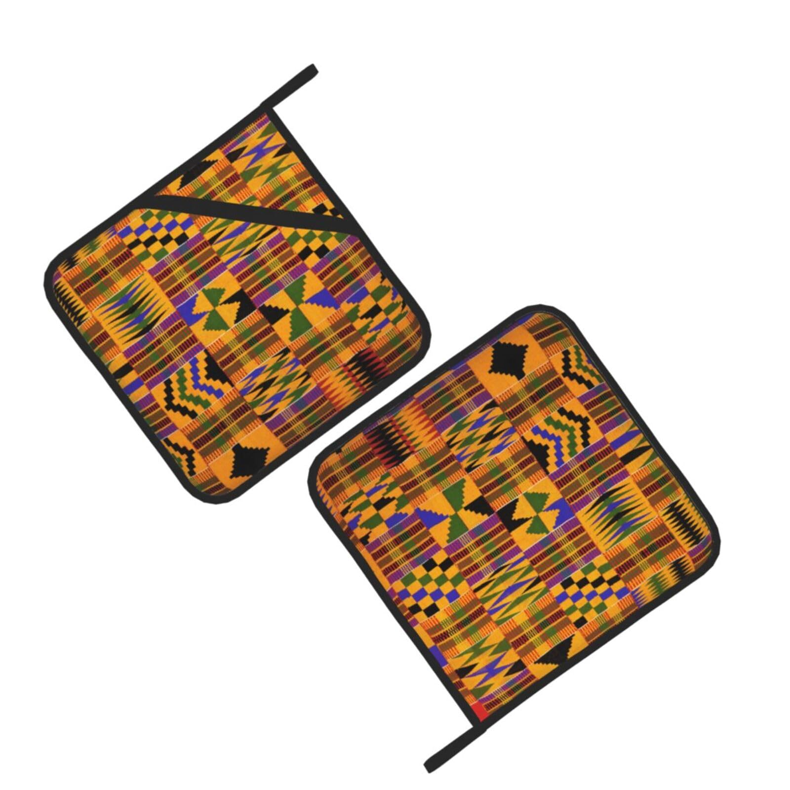 African Ethnic Pattern Printed Oven Pot Holders Set of 2 Pcs Heat Resistant Kitchen Microwave Potholders for Cooking Baking Grilling