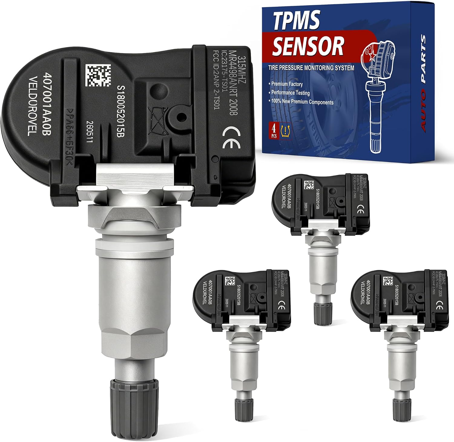 315MHz 4PCS Pre-Programmed TPMS Sensor | Compatible with Nissan Pathfinder 2004-2012, Maxima 2006-2012, Altima 2007-2012, Armada 2005-2015, Rogue & Infiniti G37 Q45 QX56 QX40 | 407001AA0B