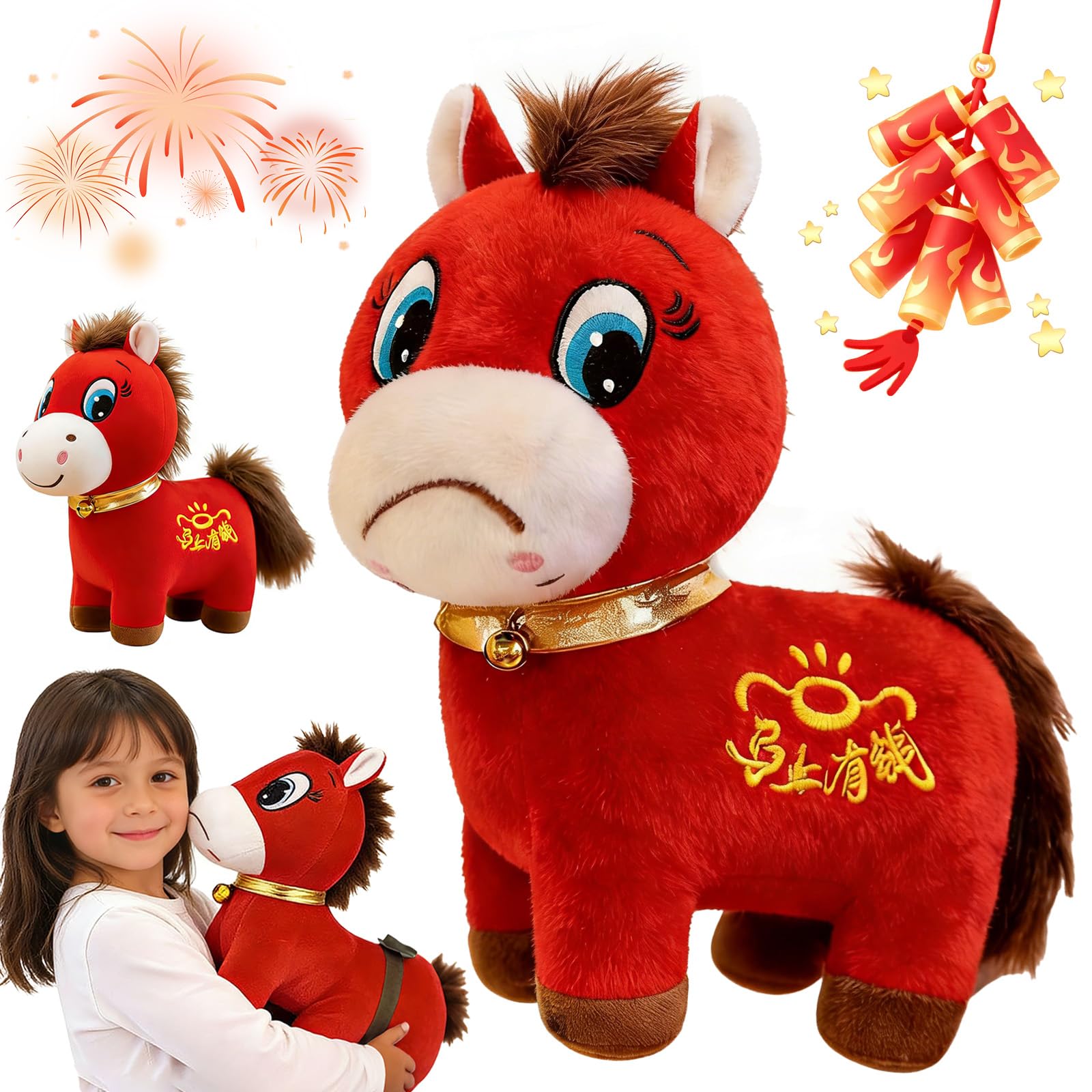 Crying Horse Plush, 2026 Chinese New Year Horse Plush, 7.87in/9.84in Cute Smiling & Cry Zodiac Figurinem, Lunar New Year Mascot Decorations, Sad Horse Toy for Home Store Tabletop Decor (Cry)