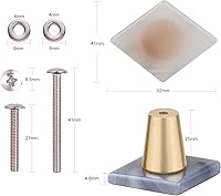 Vista 2 de Rockcloud Cajón de perilla de ágata con tornillos, mango de ágata gris en forma de rombo para armario, armario, accesorios, decoración de muebles