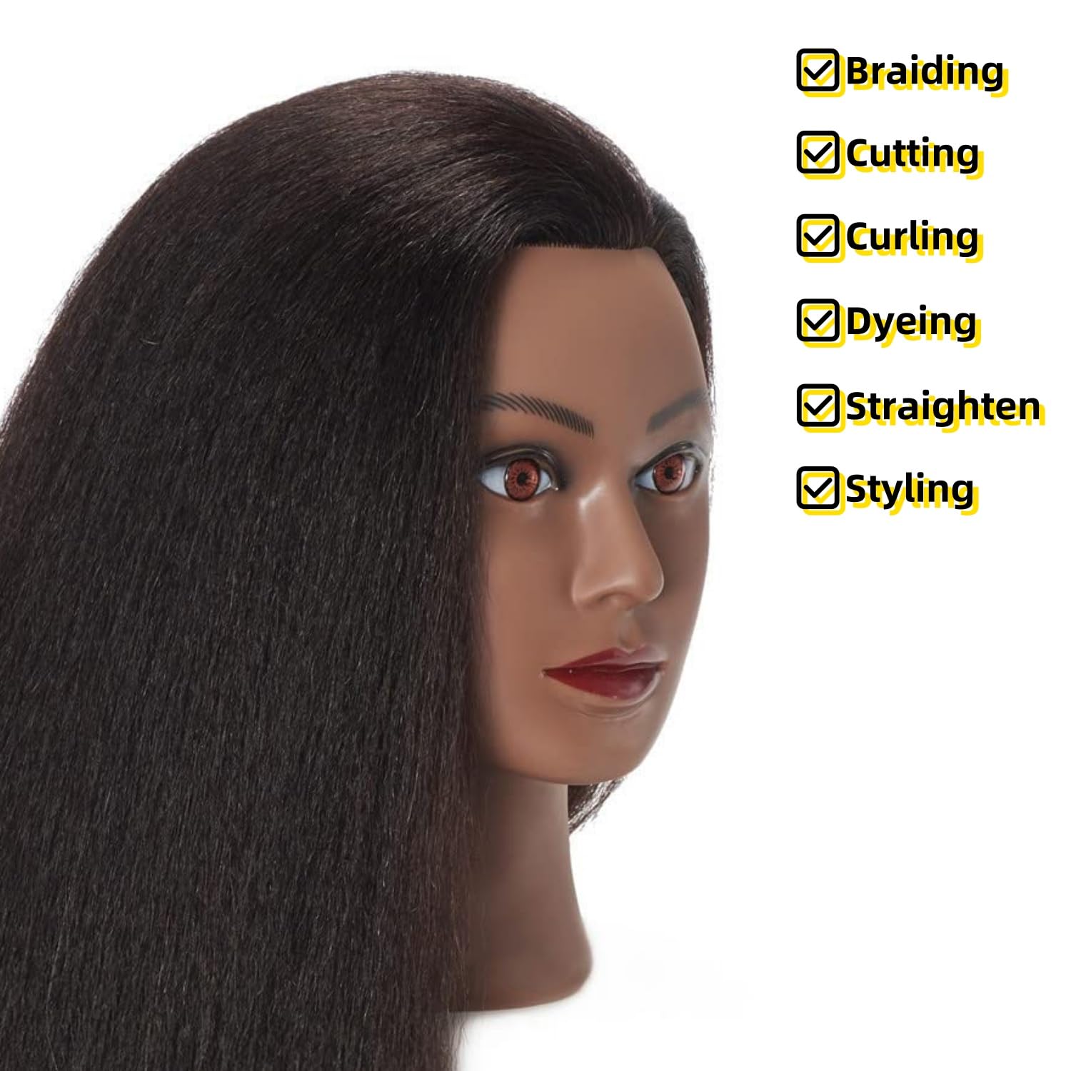 training head Traininghead 100% Echthaar Afro Mannequin Kopf Friseur Training Praxis Kopf Kosmetologie Mannequin Kopf Puppe Kopf mit Gratis Klemme (A)
