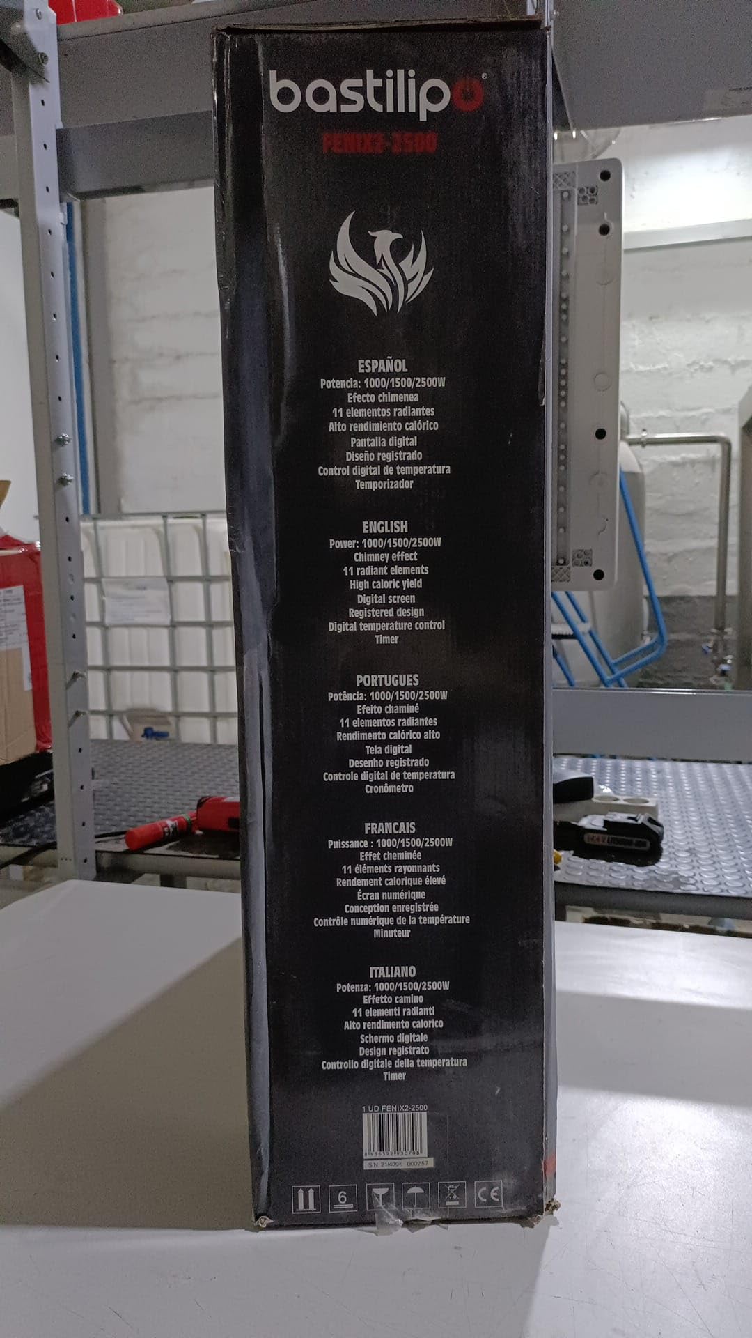 Bastilipo - Płynny grzejnik z efektem komina, cyfrowy wyświetlacz, 2500 W, 11 elementów, Fenix2-2500