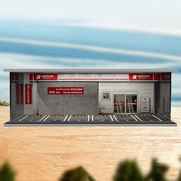 Colcolo 1:64 Parking Lot Display Case, Diecast Car Display Vehicle Garage Storage Box for Action Figures, Mini Dolls, Collection, Car Rental Shop