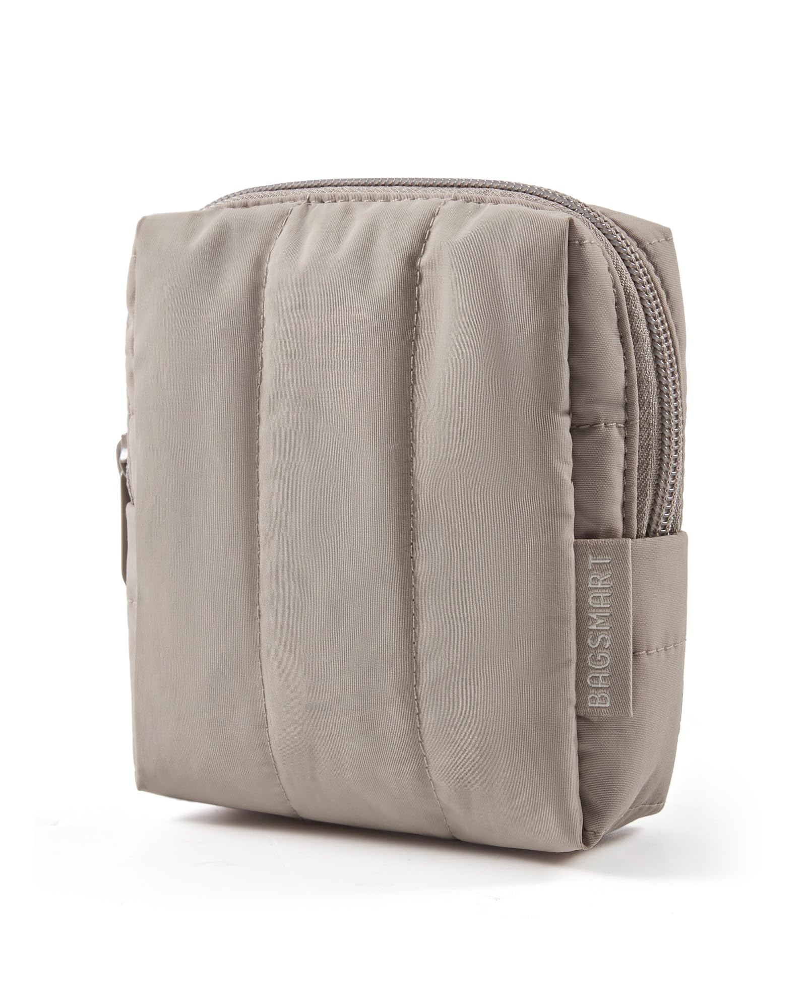BAGSMART Makeup Bag Duo Set, Puffy Padded Travel Cosmetic Organizer with Slip-in Pockets, Large Toiletry Bag & Small Purse Pouch, Travel Essentials for Women, Baby Pink — view 14