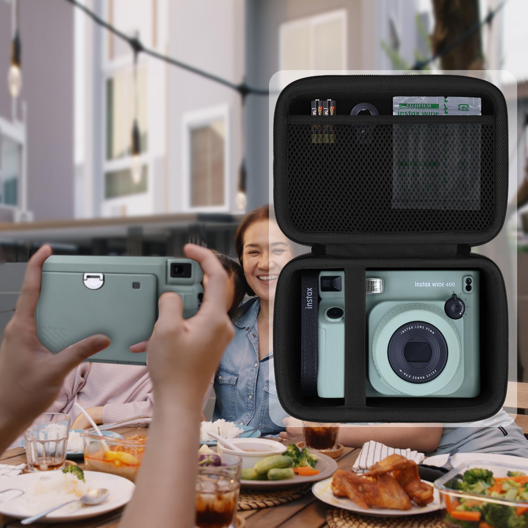 Aenllosi Custodia Dura di Stoccaggio Compatibile con i Fujifilm INSTAX WIDE 400 Fotocamera,Fujifilm Fotocamera Istantanea Analogica Borsa,Nero.(Solo Custodia)