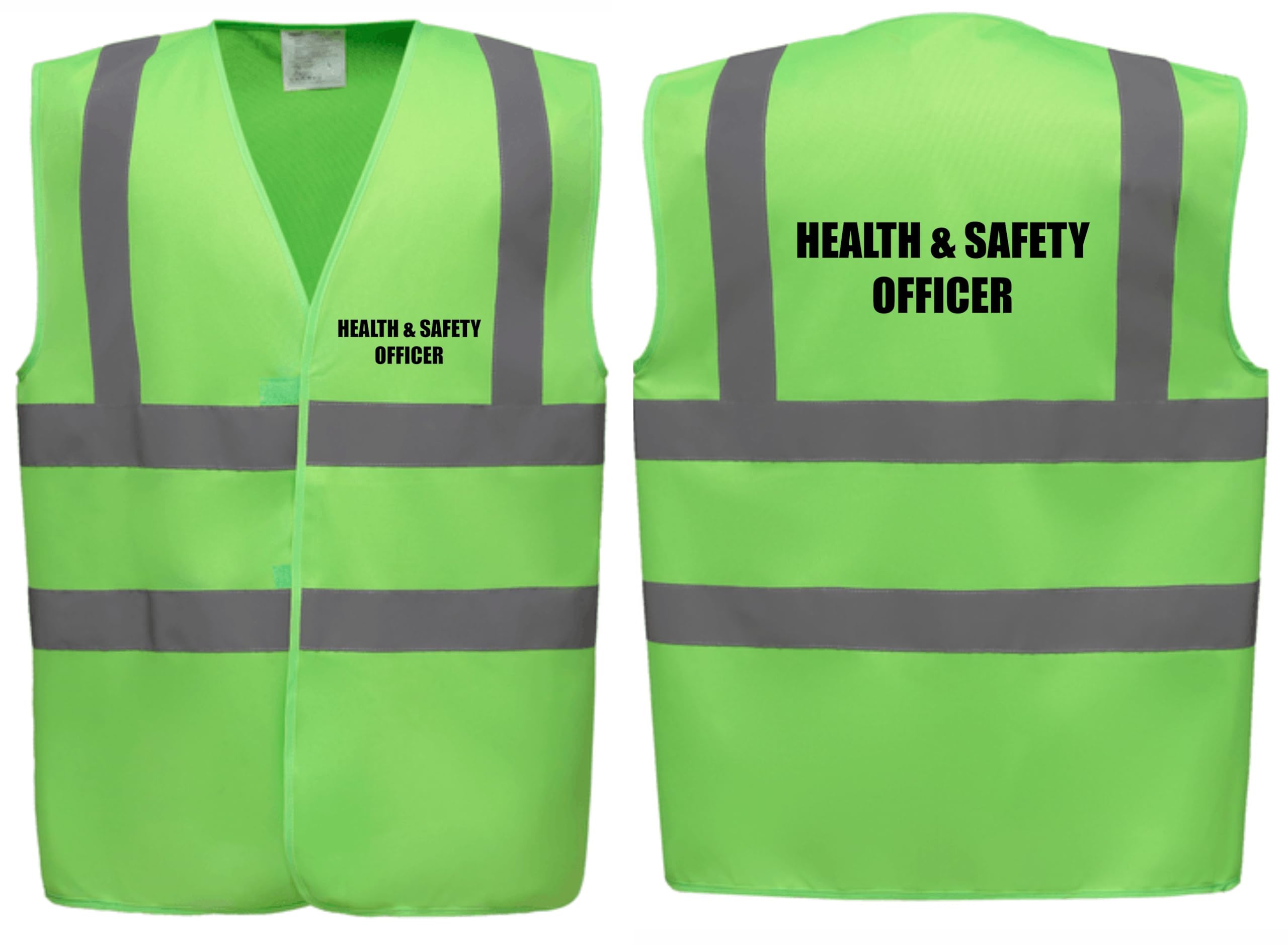 Brook Hi Vis Premium Safety Vest - HEALTH & SAFETY OFFICER Printed Front & Back, Event Management High Viz Waistcoat, Available in 14 Colours, Festivals (Lime Green, Small)