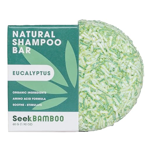Seek Bamboo Barra de champú de eucalipto, ingredientes naturales, champú sin sulfato y aceite de palma, 3.2 onzas, unisex, tamaño de viaje, limpieza