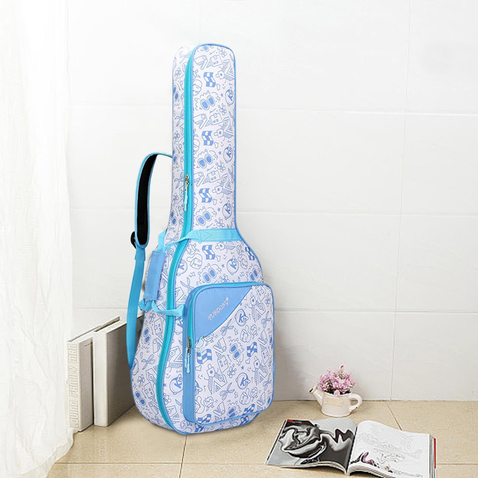 Funda para Guitarra, Funda para Bajo Eléctrico, Funda Portátil Gruesa de Oxford con Asa Lateral, Caja de Almacenamiento para Guitarra Acolchada Gruesa, Azul